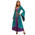 Halloween Witch Queen Medieval Court Hooded Dress with Bell Sleeves Dark Gothic Style Dress