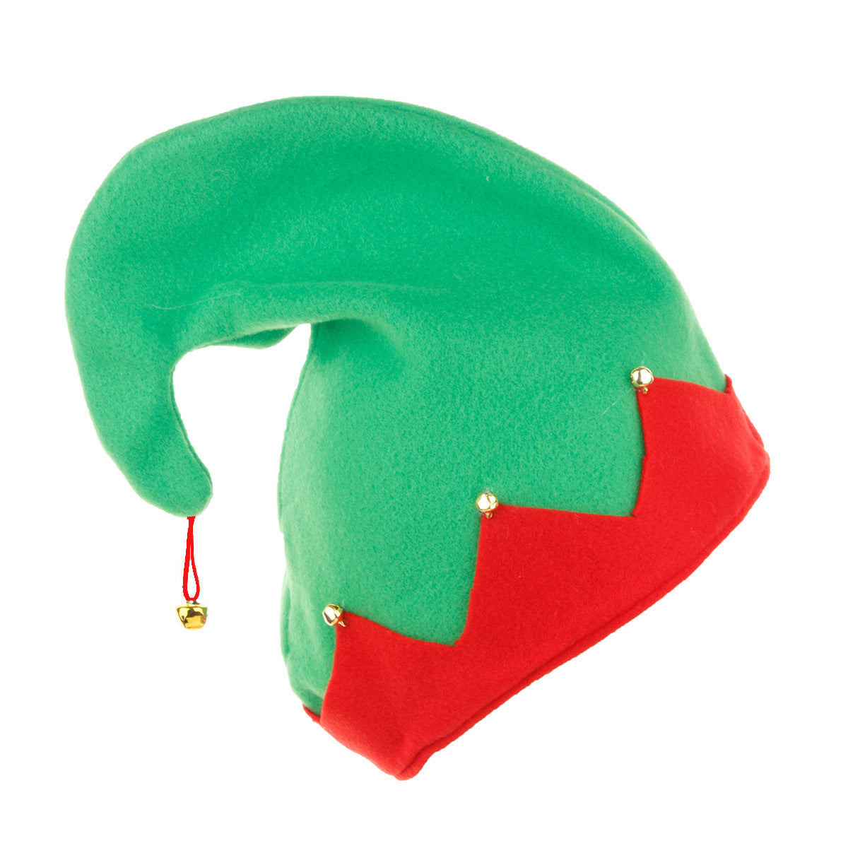 Christmas Elf Hat Red Green Felt Bell Holiday Party Headwear