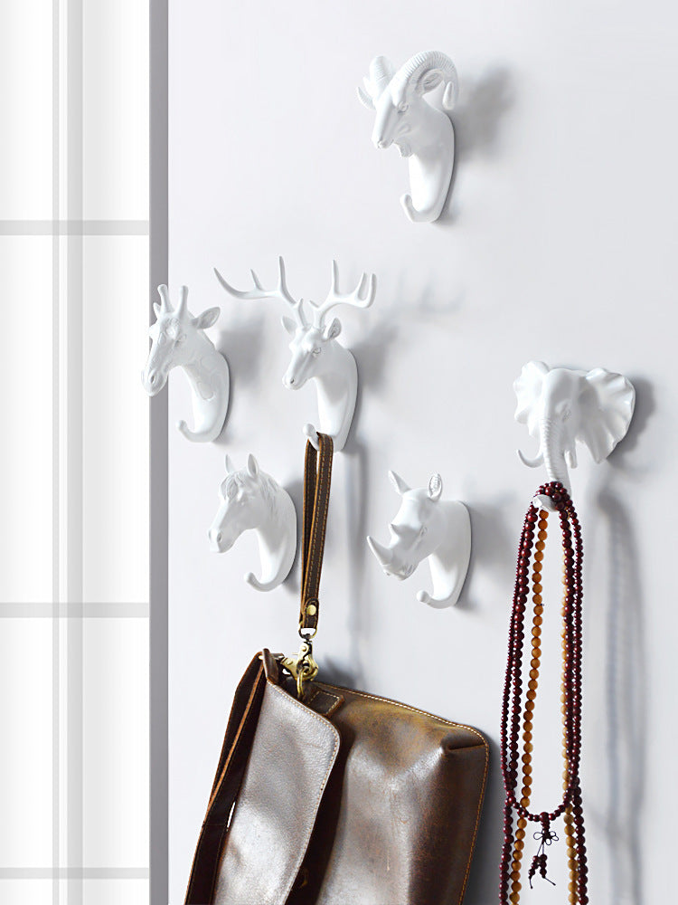 Door Hook Wall Hanging Wall Entrance Door Key Rack Hanger Home Creative Antler Art Punch-Free
