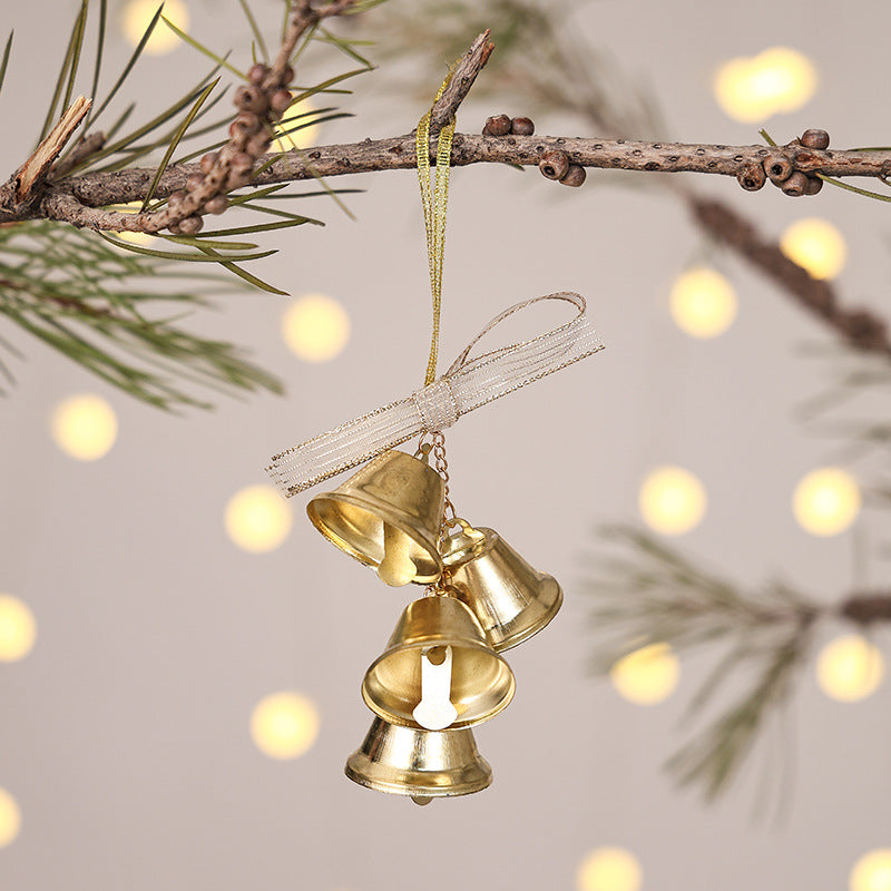Christmas Cross Wreath Bell Ornament, Tree Decoration, Bow Bell Wall Hanging Decor