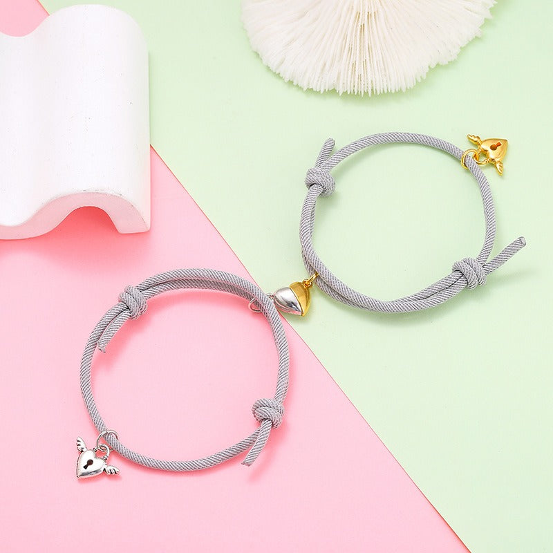 New alloy heart-shaped magnetic attraction couple bracelet a pair of male and female hand ropes