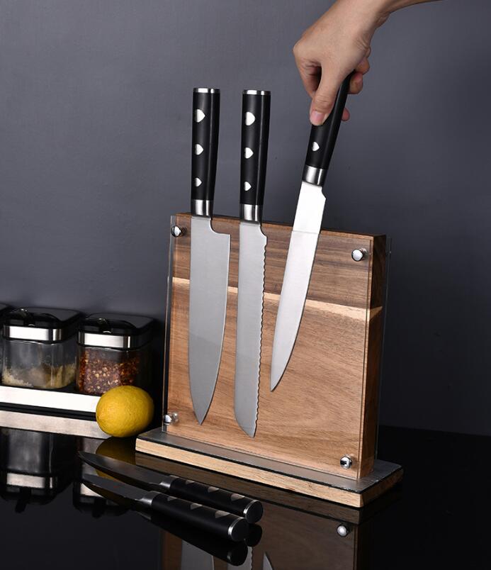 Knife Block Double Side Magnetic Holder with Acrylic Protection