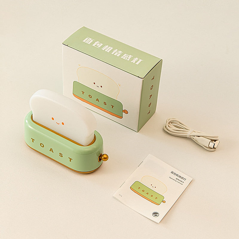 USB Charging Bread Machine Night Light Creative Dimming Table Lamp LED Warm White Timing Sleeping Light
