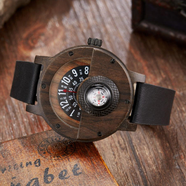 Multifunctional Compass Wooden Watch Outdoor Sport Watch for Men Women Students