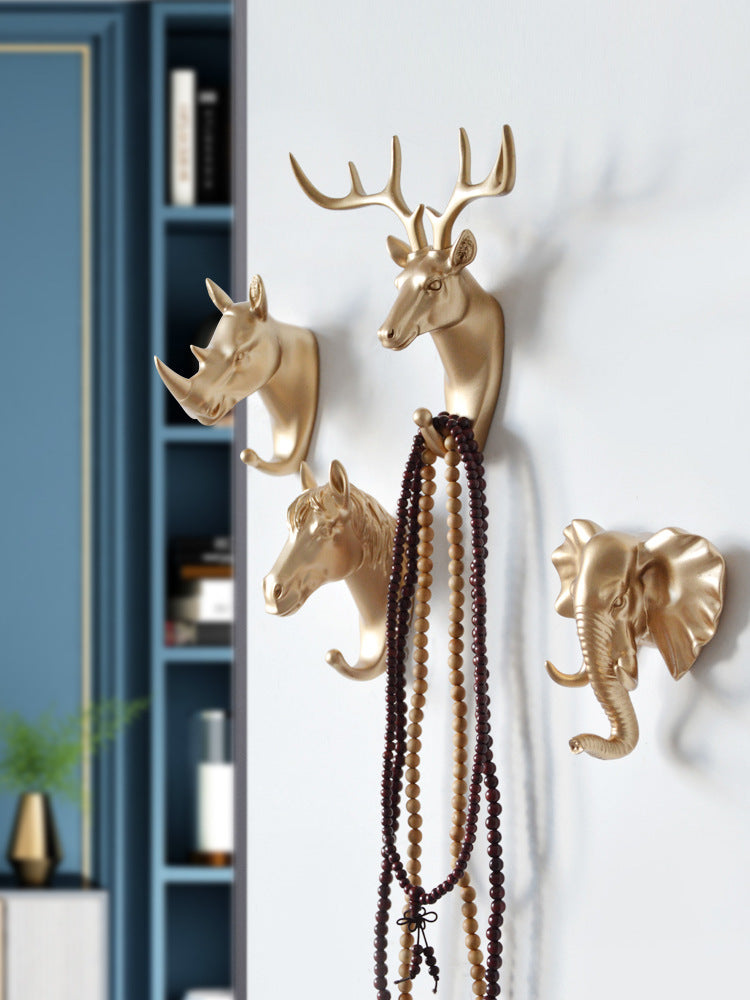 Door Hook Wall Hanging Wall Entrance Door Key Rack Hanger Home Creative Antler Art Punch-Free