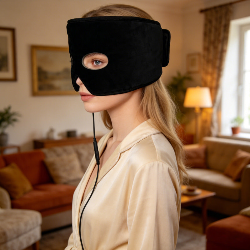 Electric Heating Eye Mask, USB Rechargeable, 3-Stage Timed Steam, Graphene Heating Facial Mask, Heat Therapy, Warmth, Headband