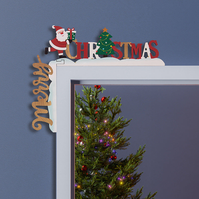 Christmas decorations three-dimensional wooden Christmas letter door frame hanging creative door corner table ornaments