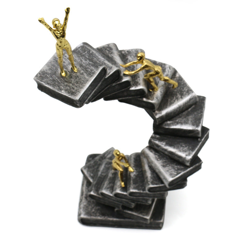 Resin Staircase Figurine Statue Home Decor Ornament for Office Living Room Study