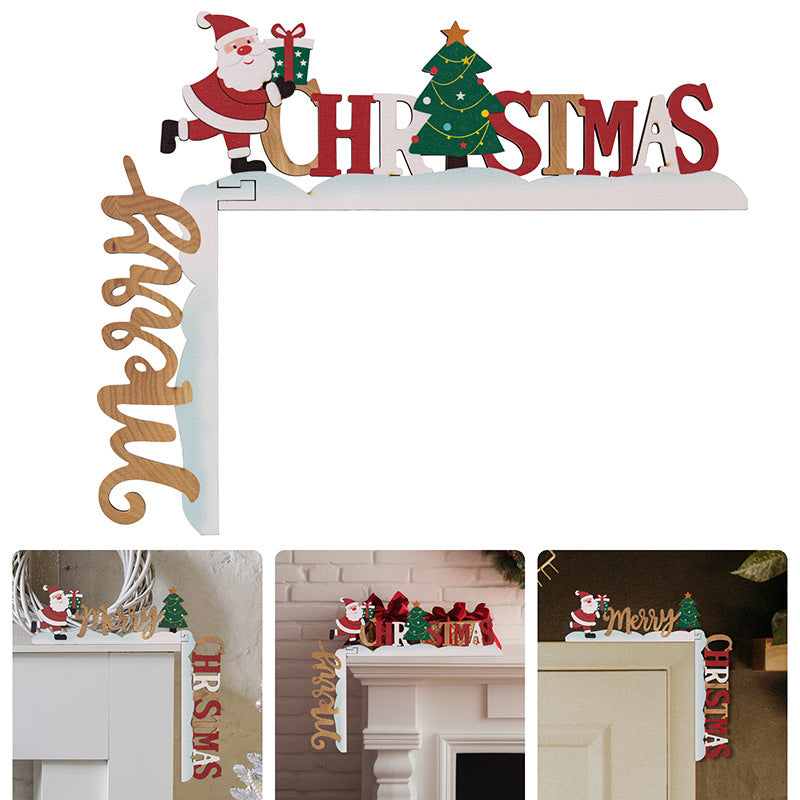 Christmas decorations three-dimensional wooden Christmas letter door frame hanging creative door corner table ornaments