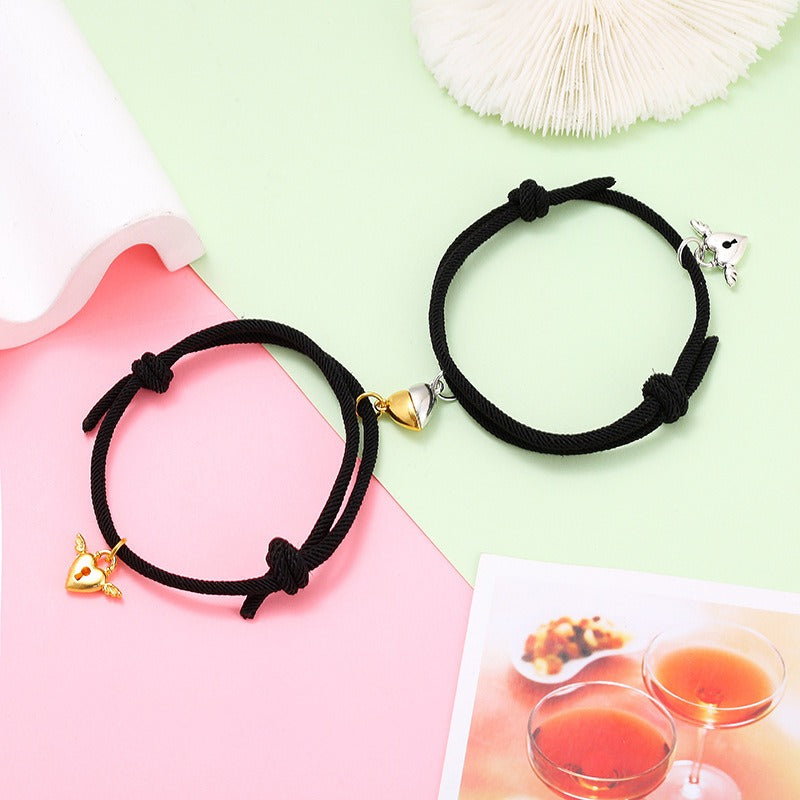 New alloy heart-shaped magnetic attraction couple bracelet a pair of male and female hand ropes