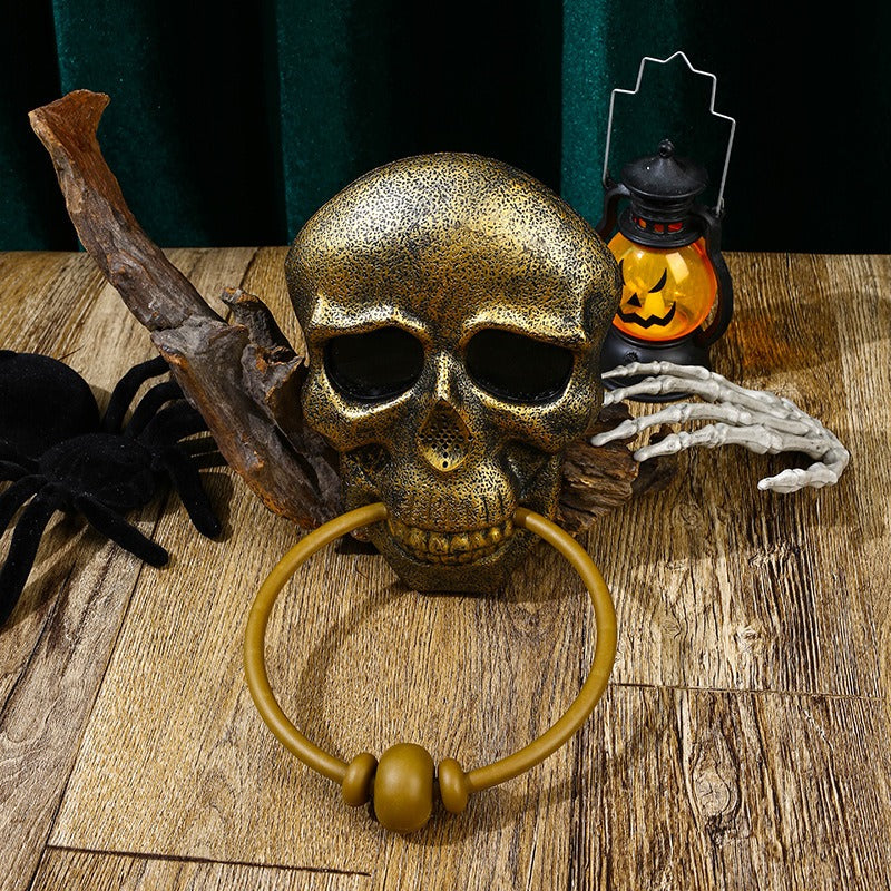 Halloween Horror Doorbell Ghost Festival Skeleton Trick Toy Ghost House Glowing Pumpkin Skeleton Head Door Hanging