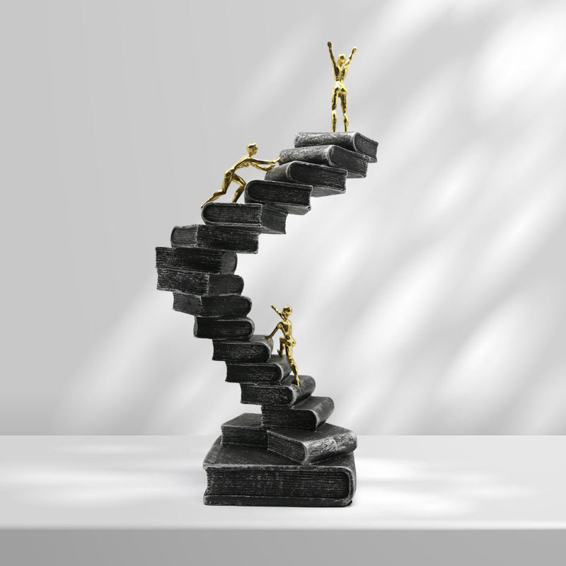 Resin Staircase Figurine Statue Home Decor Ornament for Office Living Room Study