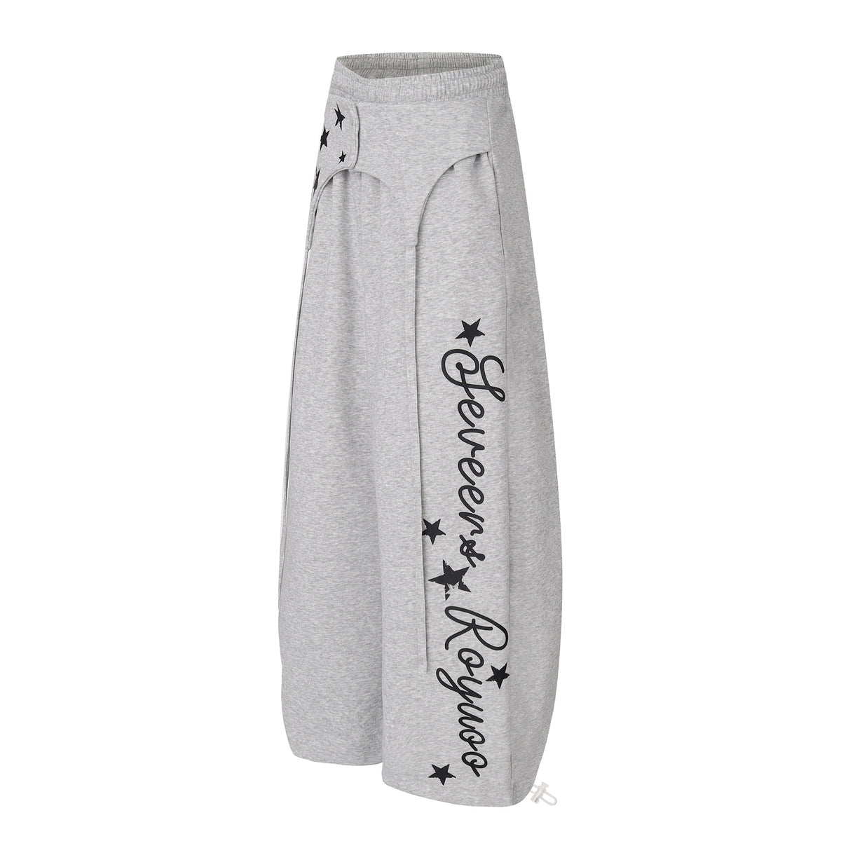Casual Star Print Layered Sweatpants with Button Waistband Slim Long Pants
