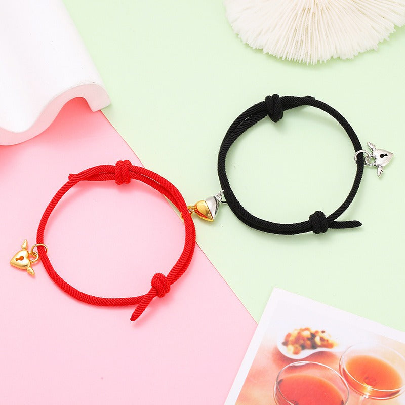 New alloy heart-shaped magnetic attraction couple bracelet a pair of male and female hand ropes