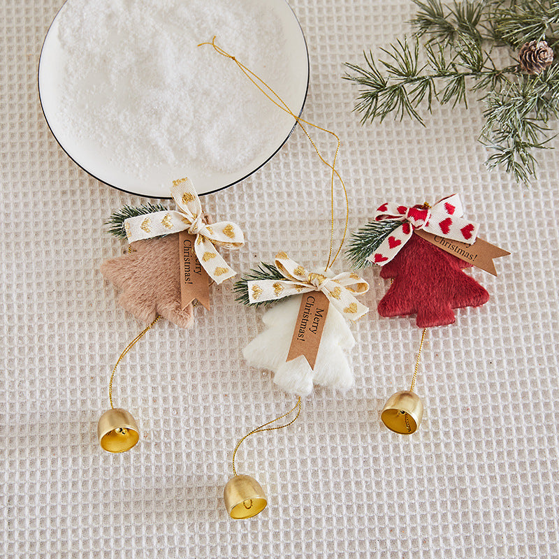 Christmas Tree Decorations Plush Bell Ornaments for Home Wall and Door Hanging, Holiday Scene Decoration Props