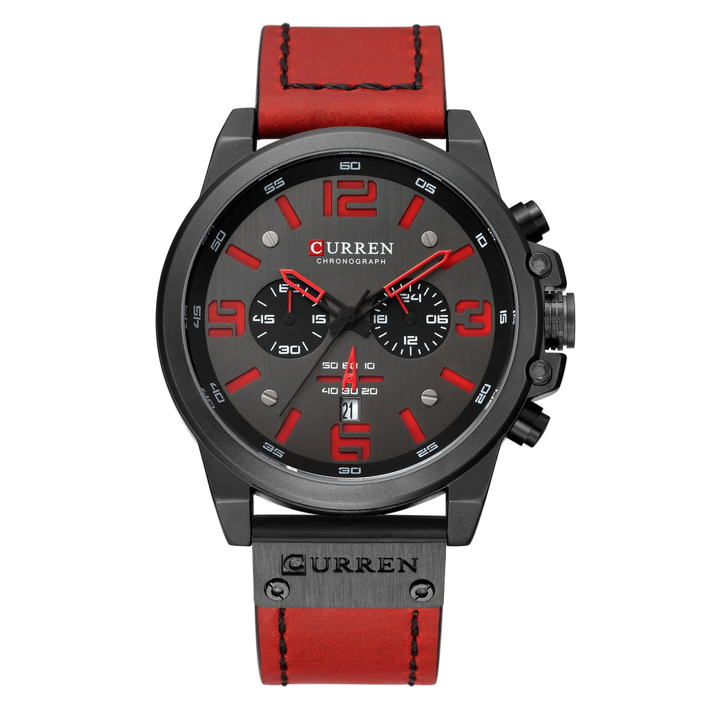 Men's Watch Sports Six Pin Quartz Watch Calendar Men's Watch Waterproof Belt Watch