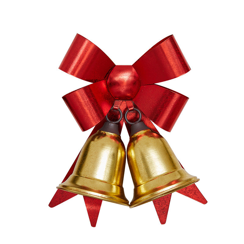 Christmas Red Bow Metal Bell Door Hanger for Hotel and Store Window Decoration