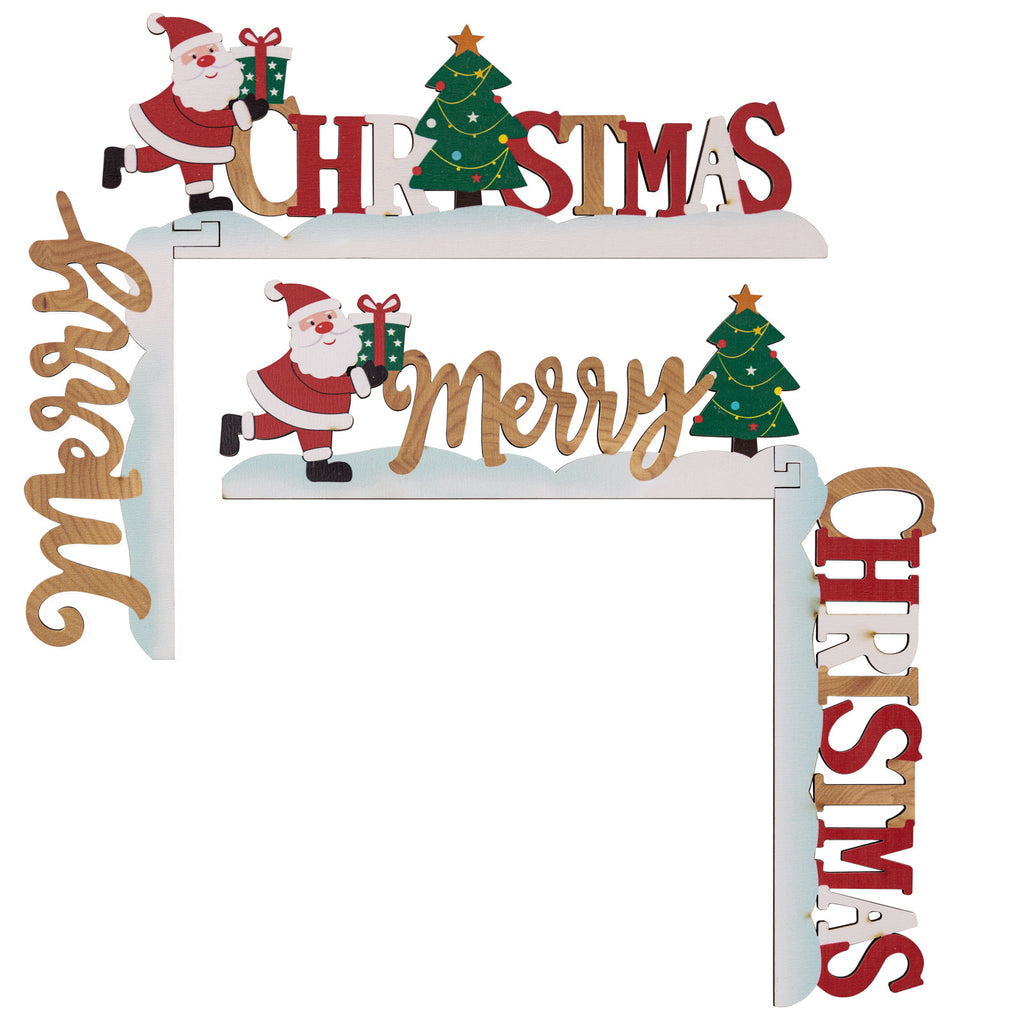 Christmas decorations three-dimensional wooden Christmas letter door frame hanging creative door corner table ornaments