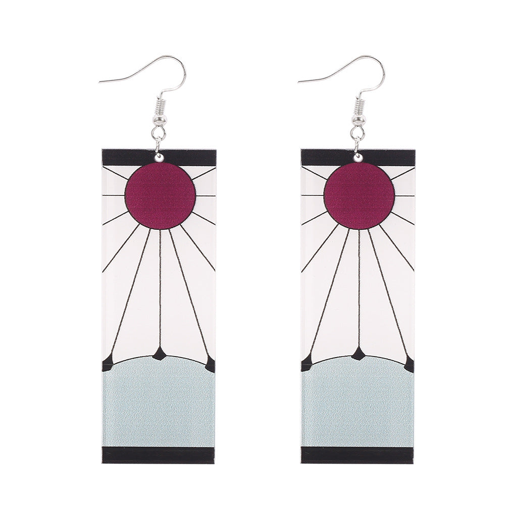 Anime Peripheral Ghost Killing Blade Earrings Demon Slayer Creative Kitchen Door Tanjilang Earrings