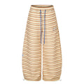 Contrast Stripe Curved Leg Sweatpants with Elastic Drawstring Waist Unisex Wide Leg Tapered Track Pants