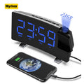 New Radio Alarm Clock USB Charging Constant Bright Projection Clock Curved Surface Large Screen Clock
