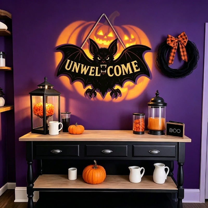 Halloween Bat Wooden Ornament Wall Door Party Scene Decoration