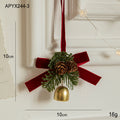 Christmas Pendant Small Bell Velvet Bow Christmas Tree Pinecone Scene Decoration Supplies Decorative Small Pendant