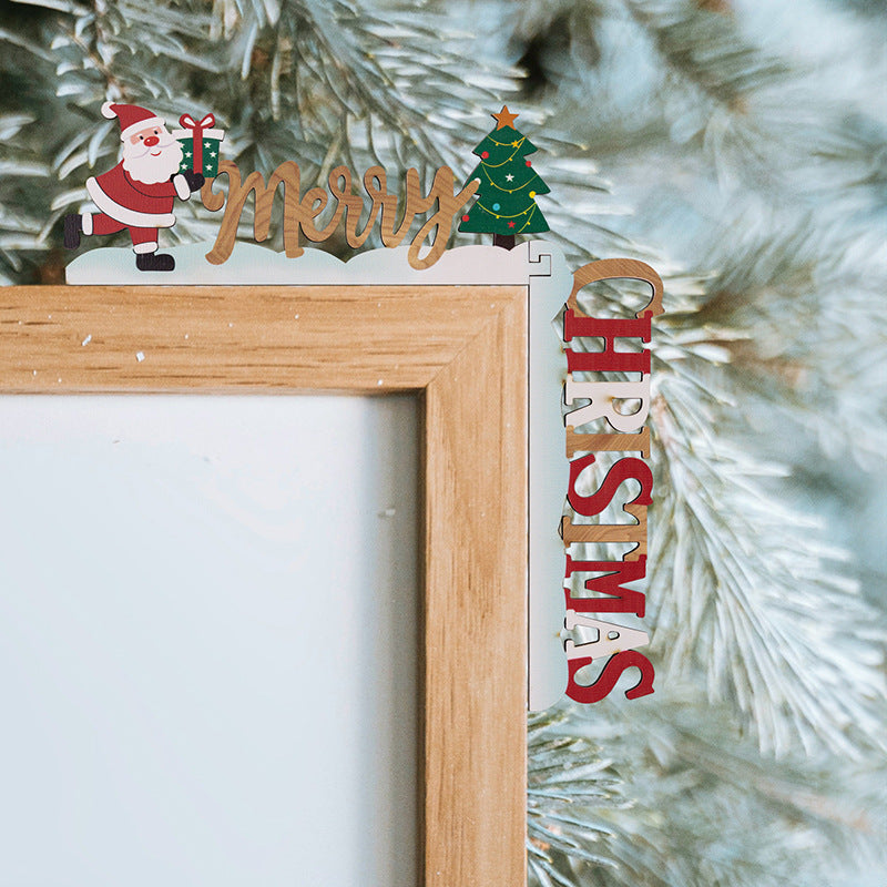 Christmas decorations three-dimensional wooden Christmas letter door frame hanging creative door corner table ornaments