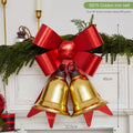 Christmas Red Bow Metal Bell Door Hanger for Hotel and Store Window Decoration