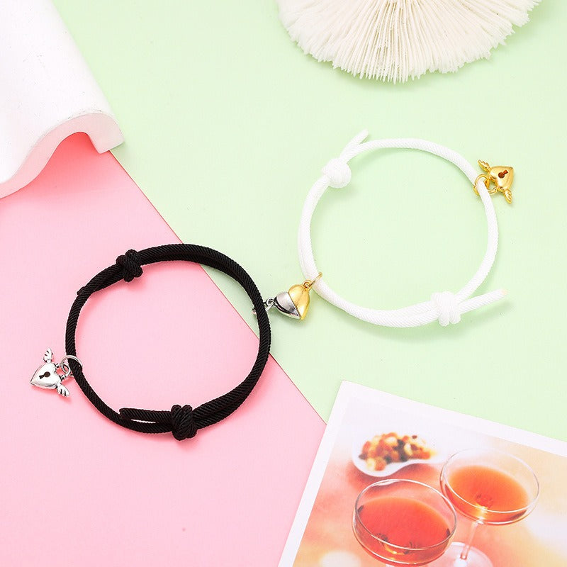 New alloy heart-shaped magnetic attraction couple bracelet a pair of male and female hand ropes