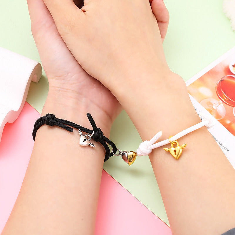 New alloy heart-shaped magnetic attraction couple bracelet a pair of male and female hand ropes