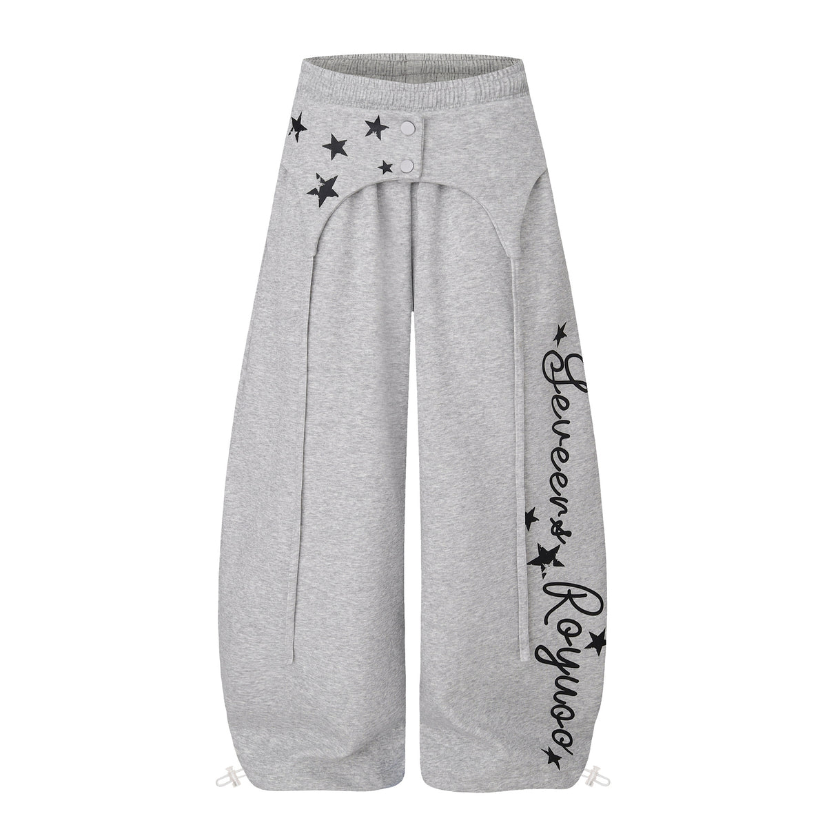 Casual Star Print Layered Sweatpants with Button Waistband Slim Long Pants