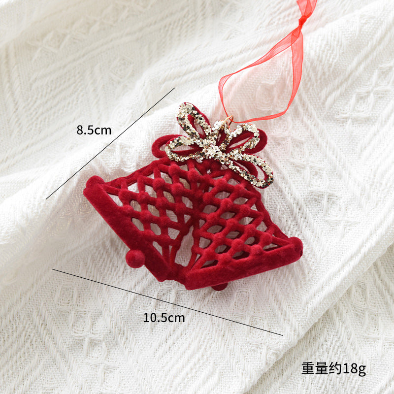 Christmas decoration red flocking elk bell pendant Christmas tree decoration ornaments