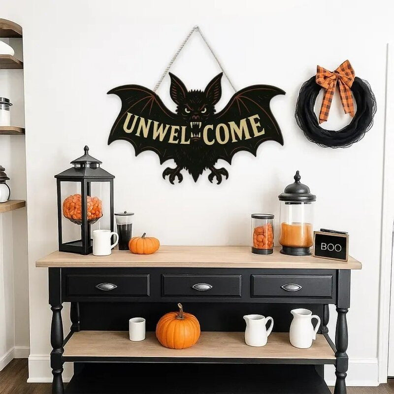 Halloween Bat Wooden Ornament Wall Door Party Scene Decoration