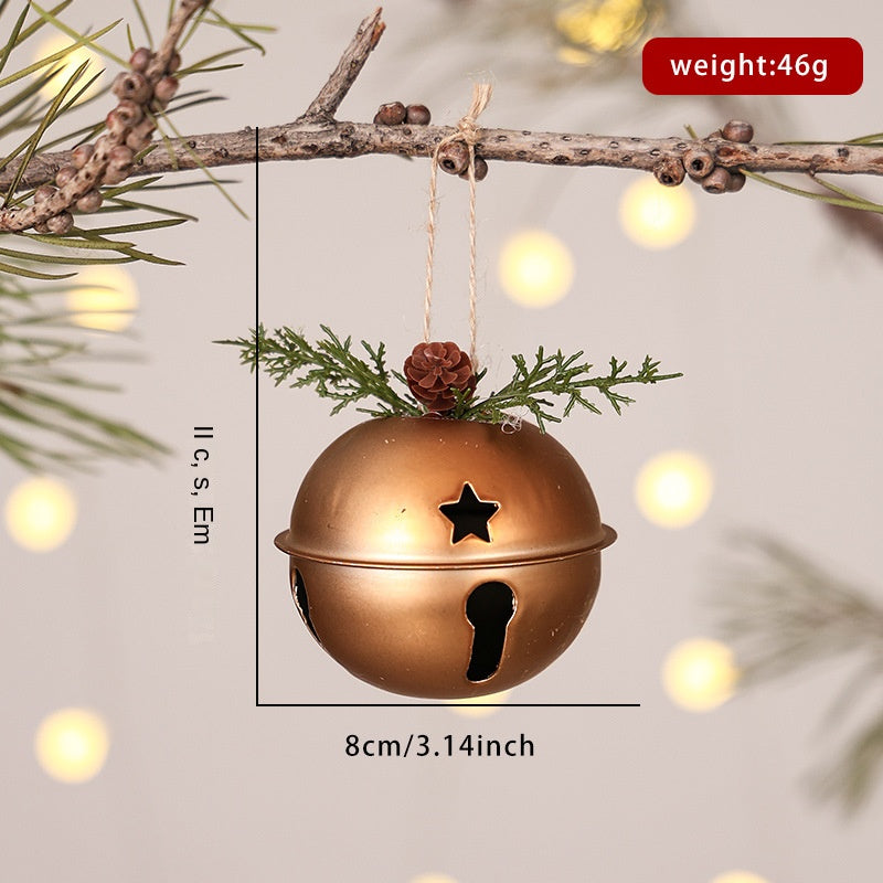 Christmas Cross Wreath Bell Ornament, Tree Decoration with Bow and Wind Chime, Wall Hanging Decor