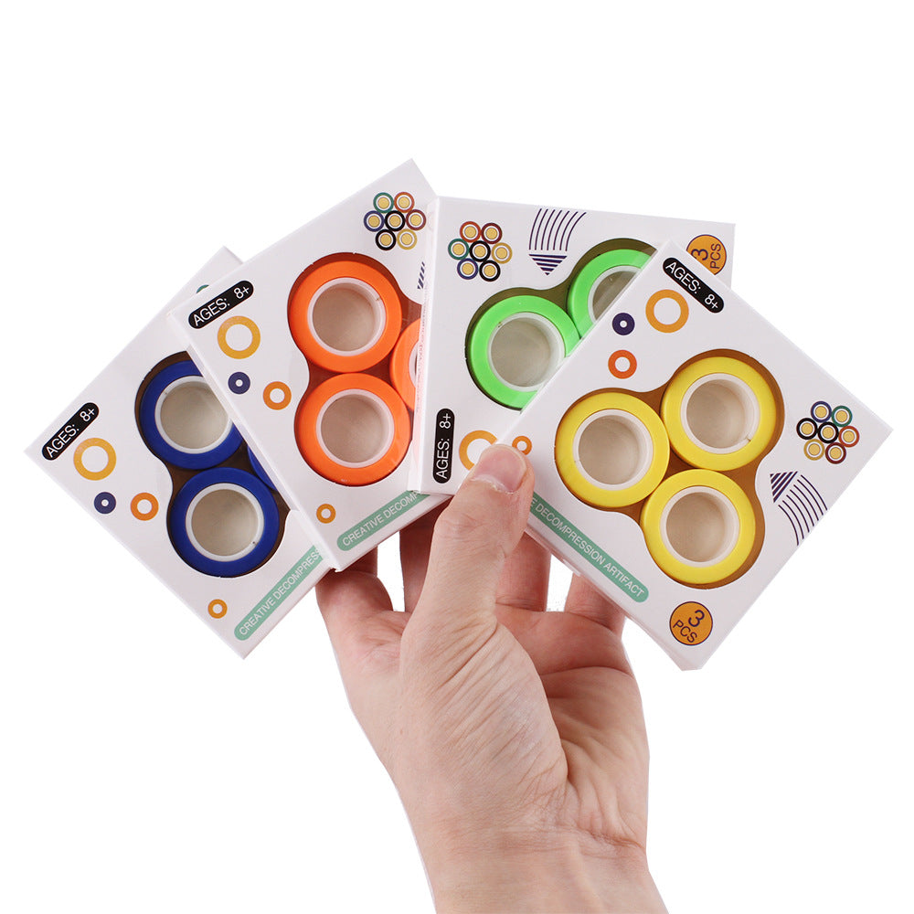 Magnet Fidget Spinner Decompression Ring Toy Decompression Magnetic Bracelet 360 Degree Rotating Finger Ring