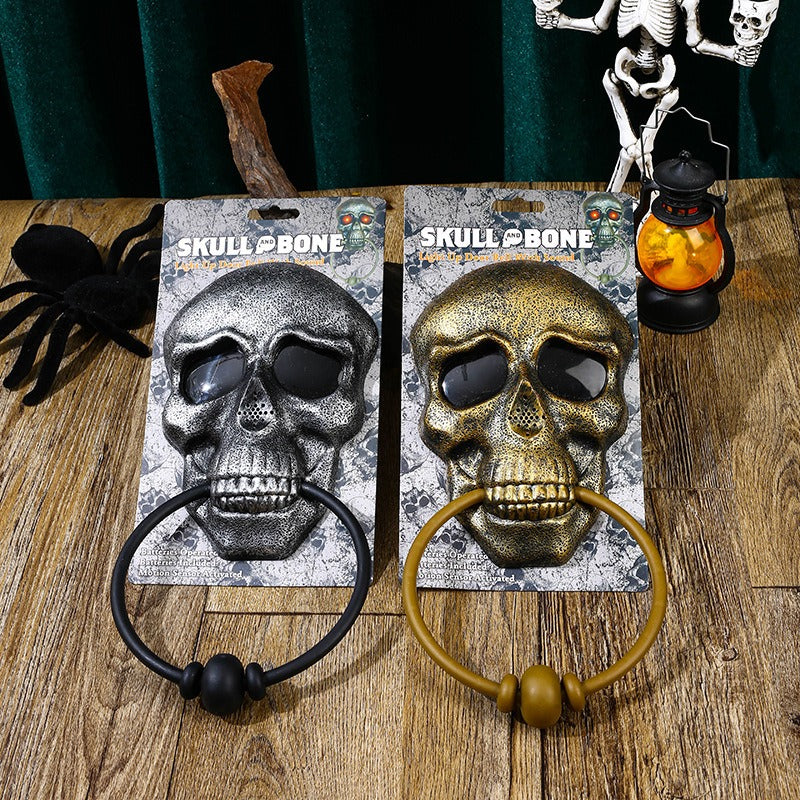 Halloween Horror Doorbell Ghost Festival Skeleton Trick Toy Ghost House Glowing Pumpkin Skeleton Head Door Hanging