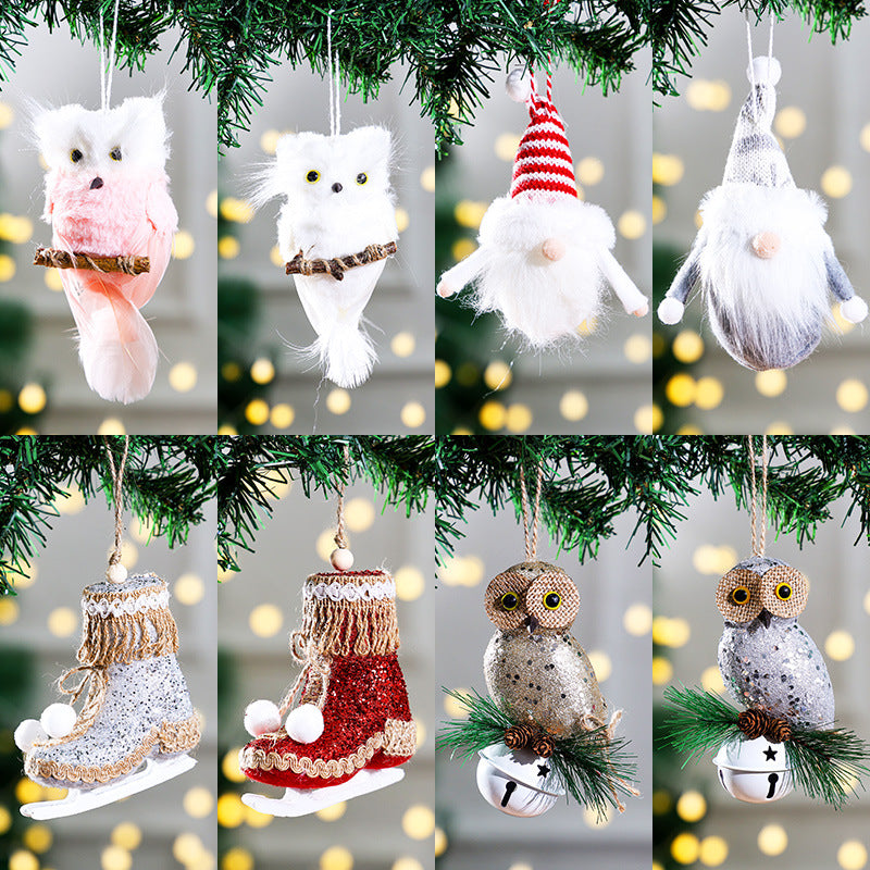 New Pink Foam Owl Christmas Bell Plush Ornament for Christmas Tree Decoration and Display