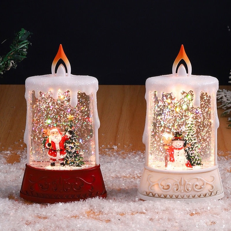 Christmas glowing water filled candles small wind lamps decorative gifts for the elderly water landscape lamps ﻿