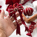 Christmas decoration red flocking elk bell pendant Christmas tree decoration ornaments