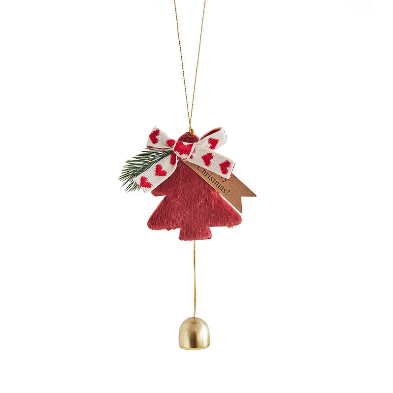 Christmas Tree Decorations Plush Bell Ornaments for Home Wall and Door Hanging, Holiday Scene Decoration Props
