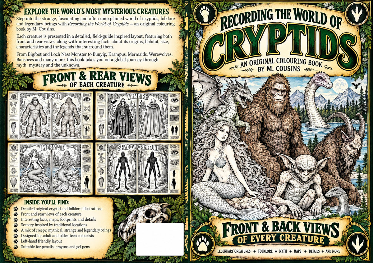 Recording the World of Cryptids — Adult Colouring Book